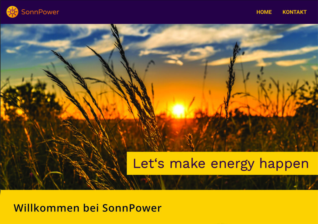 Ausschnitt von der Webseite von SonnPower